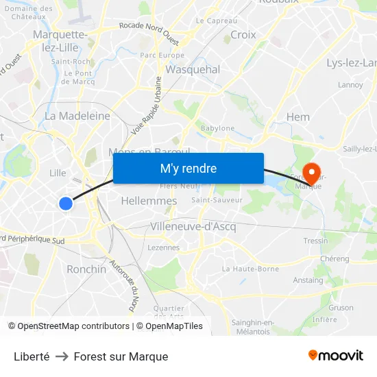 Liberté to Forest sur Marque map