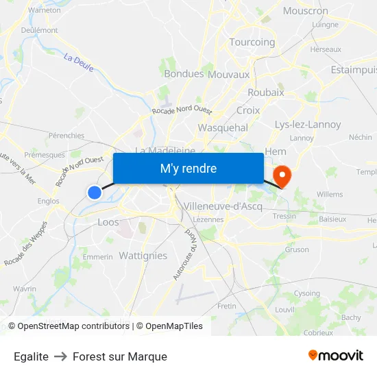 Egalite to Forest sur Marque map