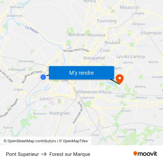 Pont Superieur to Forest sur Marque map