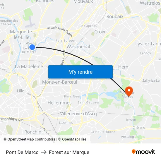 Pont De Marcq to Forest sur Marque map