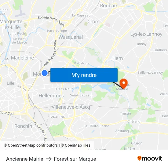 Ancienne Mairie to Forest sur Marque map