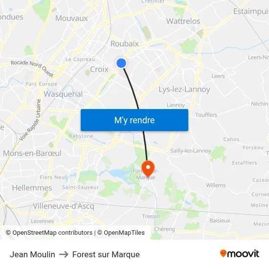 Jean Moulin to Forest sur Marque map