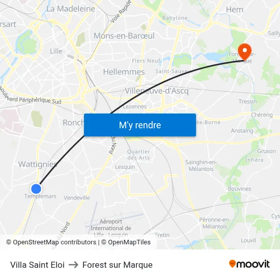 Villa Saint Eloi to Forest sur Marque map
