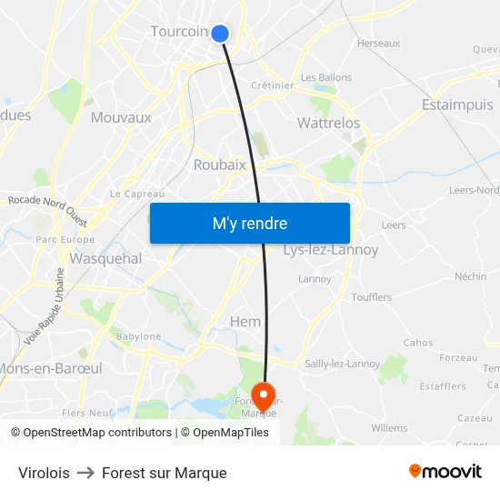 Virolois to Forest sur Marque map