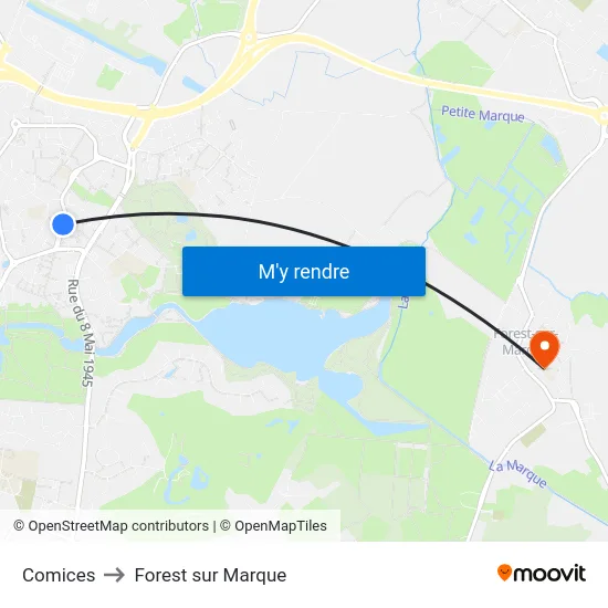 Comices to Forest sur Marque map