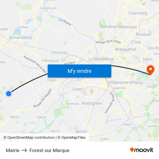 Mairie to Forest sur Marque map