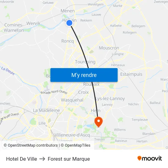 Hotel De Ville to Forest sur Marque map