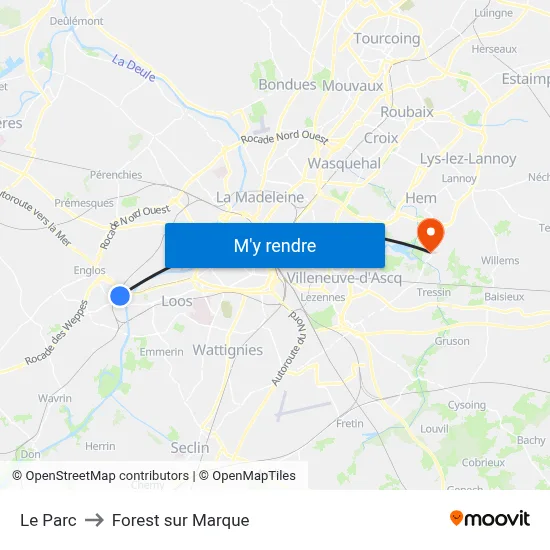 Le Parc to Forest sur Marque map