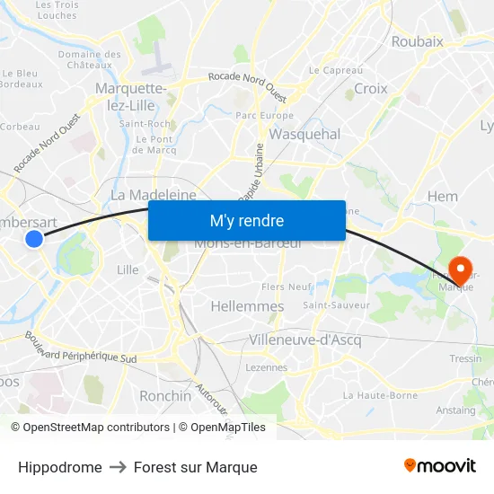 Hippodrome to Forest sur Marque map