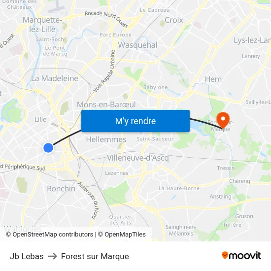 Jb Lebas to Forest sur Marque map