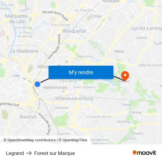 Legrand to Forest sur Marque map