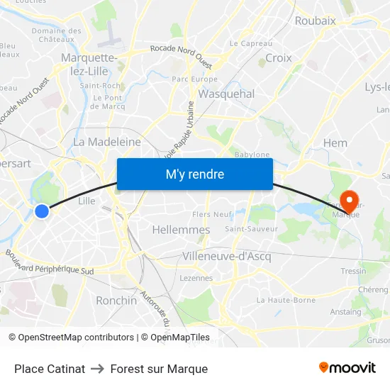Place Catinat to Forest sur Marque map