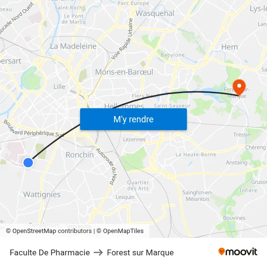 Faculte De Pharmacie to Forest sur Marque map