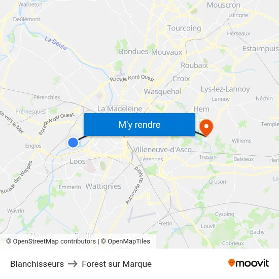 Blanchisseurs to Forest sur Marque map