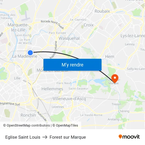 Eglise Saint Louis to Forest sur Marque map