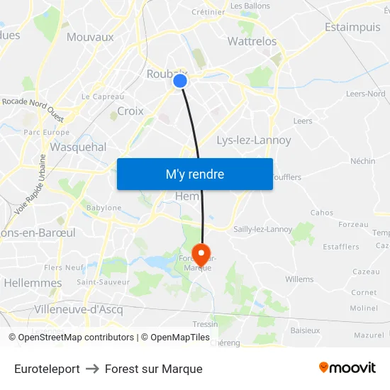 Euroteleport to Forest sur Marque map