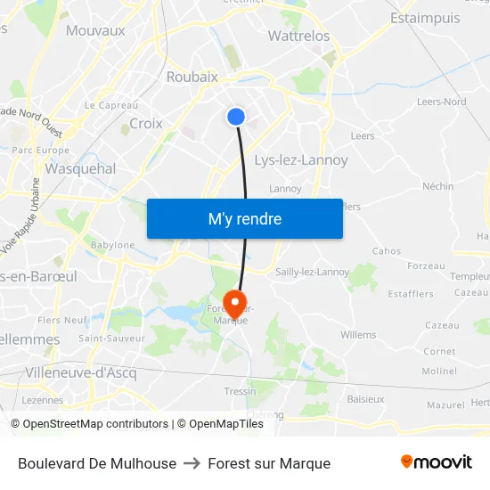 Boulevard De Mulhouse to Forest sur Marque map