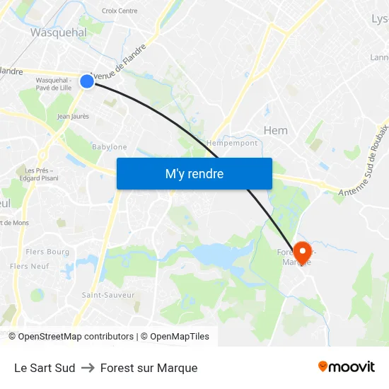 Le Sart Sud to Forest sur Marque map