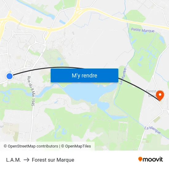 L.A.M. to Forest sur Marque map