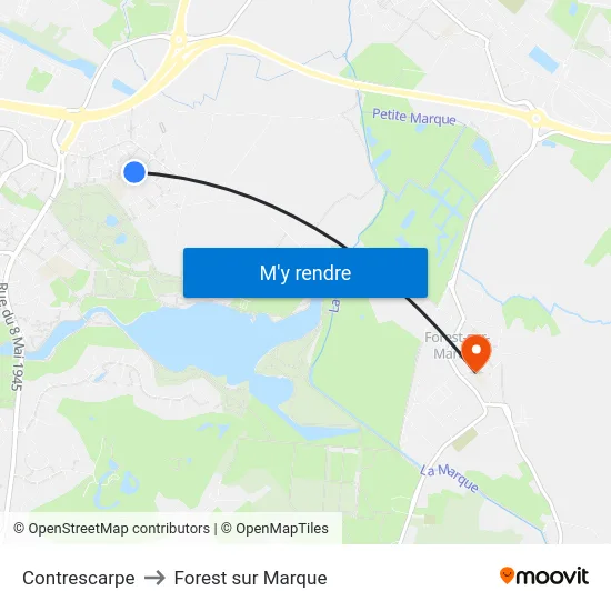 Contrescarpe to Forest sur Marque map