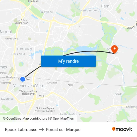 Epoux Labrousse to Forest sur Marque map