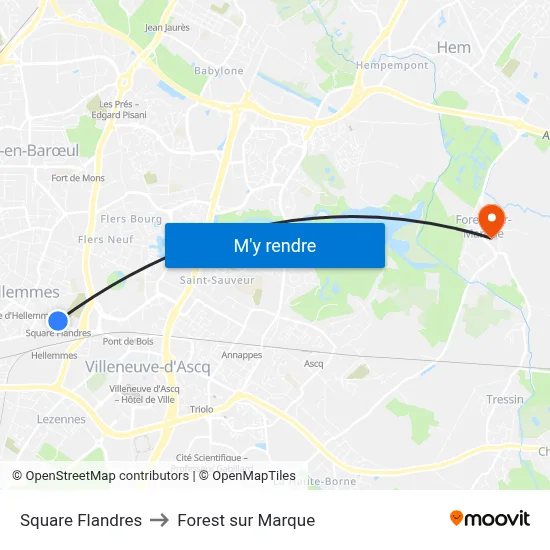 Square Flandres to Forest sur Marque map