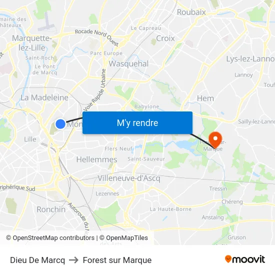 Dieu De Marcq to Forest sur Marque map