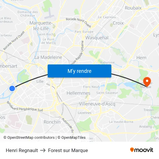 Henri Regnault to Forest sur Marque map