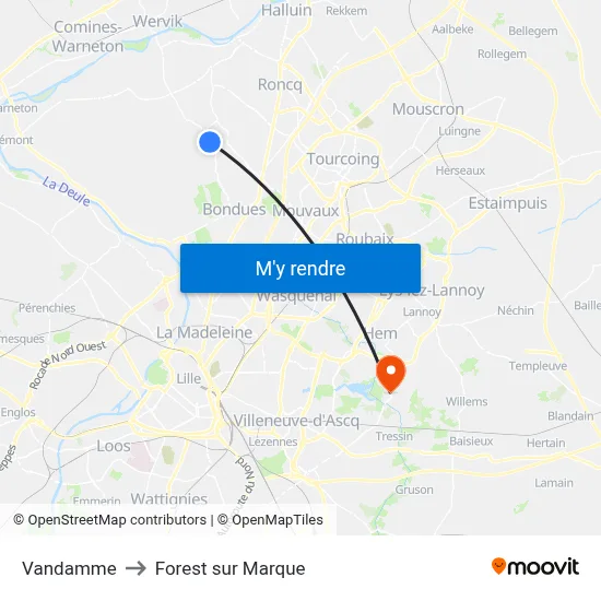 Vandamme to Forest sur Marque map