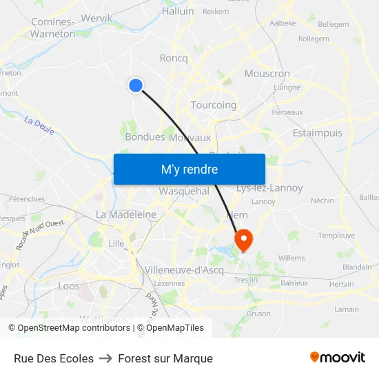 Rue Des Ecoles to Forest sur Marque map