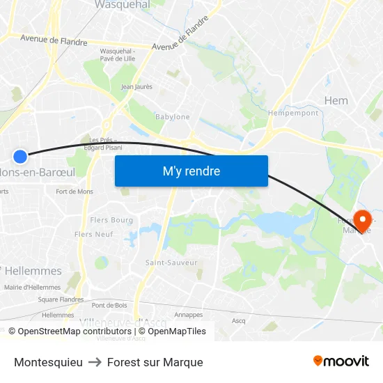 Montesquieu to Forest sur Marque map