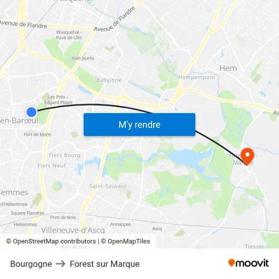 Bourgogne to Forest sur Marque map