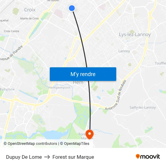 Dupuy De Lome to Forest sur Marque map