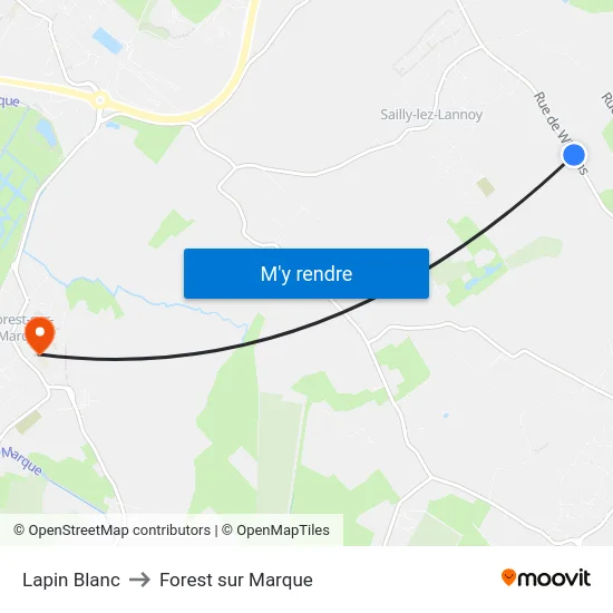 Lapin Blanc to Forest sur Marque map