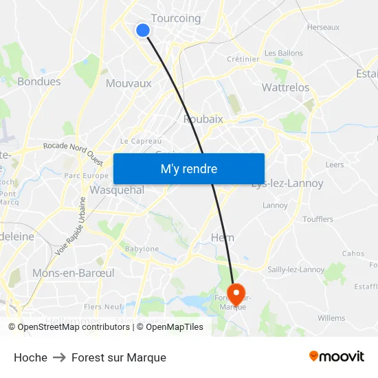 Hoche to Forest sur Marque map