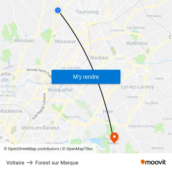 Voltaire to Forest sur Marque map