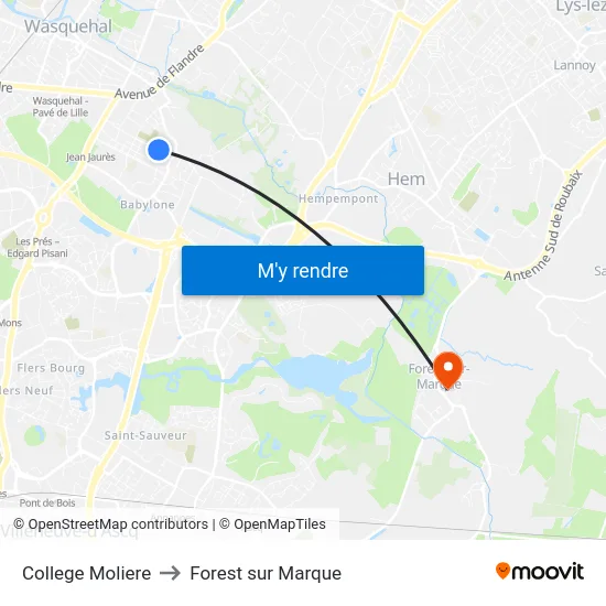 College Moliere to Forest sur Marque map