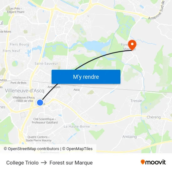 College Triolo to Forest sur Marque map
