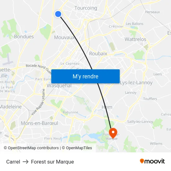 Carrel to Forest sur Marque map