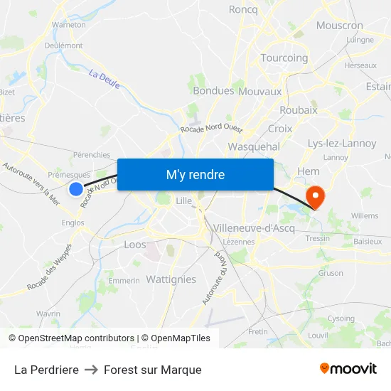 La Perdriere to Forest sur Marque map