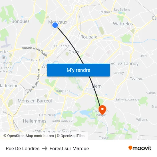 Rue De Londres to Forest sur Marque map