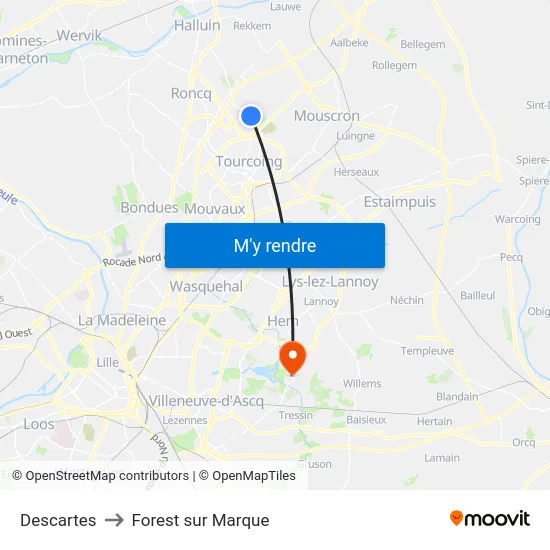 Descartes to Forest sur Marque map