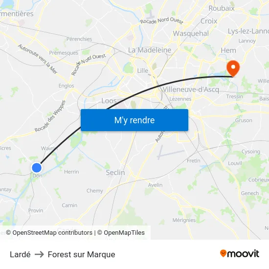 Lardé to Forest sur Marque map