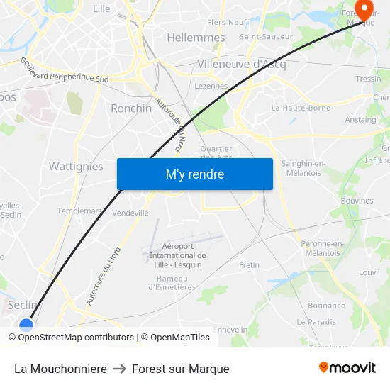La Mouchonniere to Forest sur Marque map