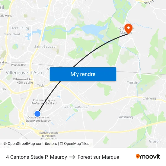4 Cantons Stade P. Mauroy to Forest sur Marque map