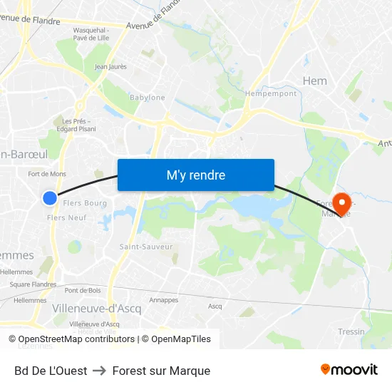 Bd De L'Ouest to Forest sur Marque map