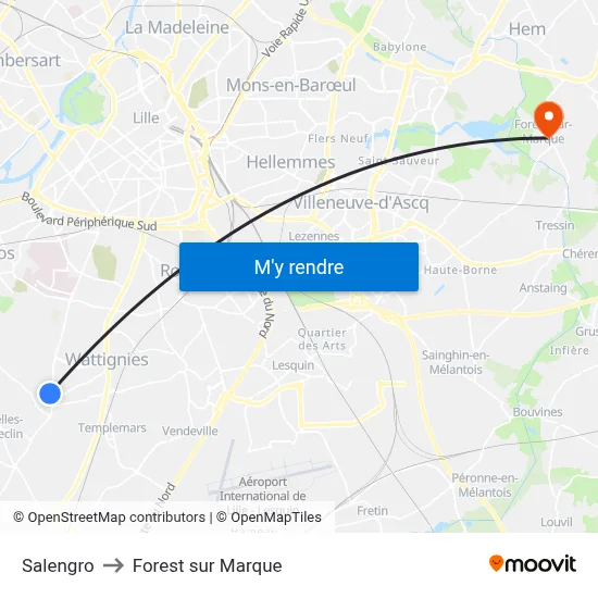 Salengro to Forest sur Marque map