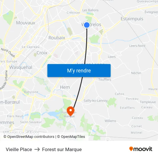 Vieille Place to Forest sur Marque map