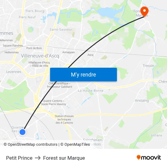 Petit Prince to Forest sur Marque map