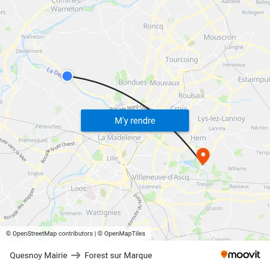 Quesnoy Mairie to Forest sur Marque map